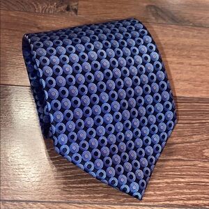 LANVIN Paris Elegant Blue Patterned Men's Tie 100% silk